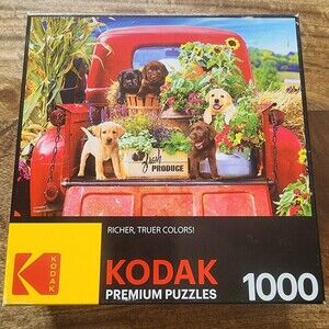 Kodak Stowaways 1000 Piece Jigsaw Puzzle Multi-Color Puppies Truck New Sealed